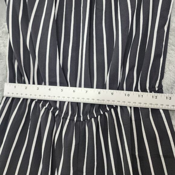 Ambiance Romper Womens L Black White Striped Off Shoulder 3/4 Sleeve Stretch - Picture 7 of 9